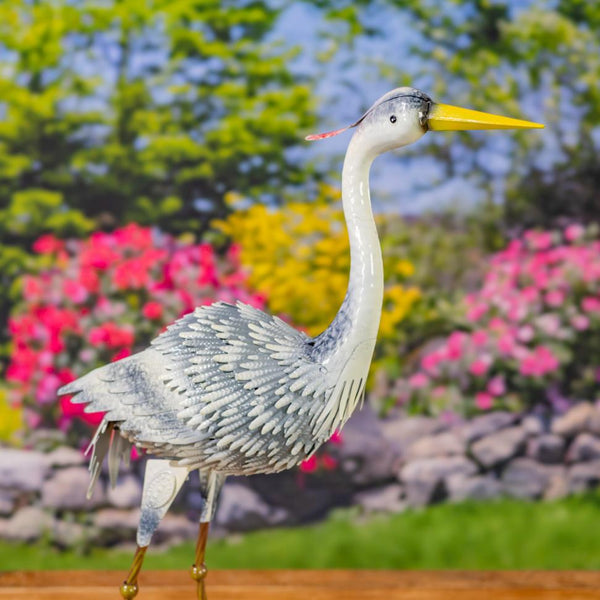 Set of 4 Assorted Great Blue Heron Metal Garden Figurines "Cuyahoga"