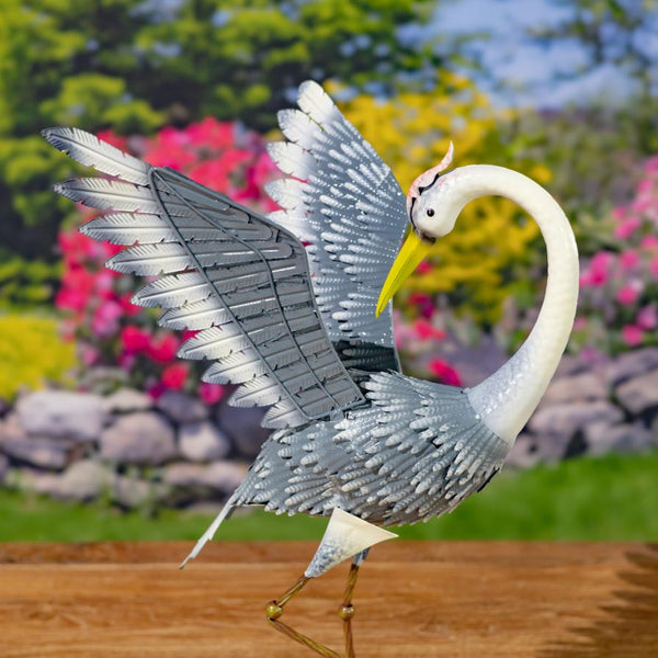 Set of 4 Assorted Great Blue Heron Metal Garden Figurines "Stony Island"