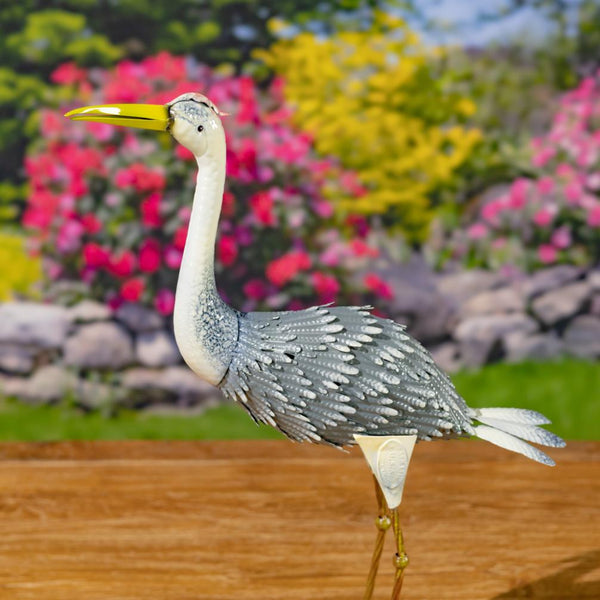Set of 4 Assorted Great Blue Heron Metal Garden Figurines "Stony Island"
