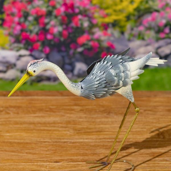 Set of 4 Assorted Great Blue Heron Metal Garden Figurines "Stony Island"