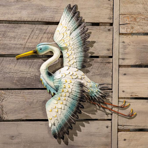 Set of 4 Assorted Elegant Whooping Crane Iron Wall Decorations "Port Arkansas"