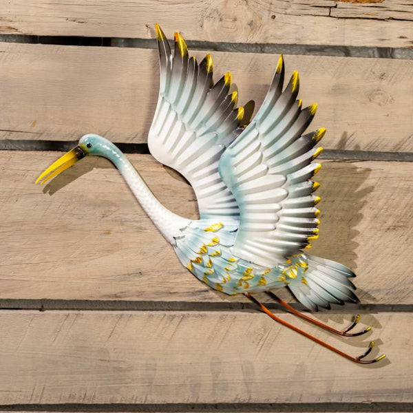Set of 4 Assorted Elegant Whooping Crane Iron Wall Decorations "Port Arkansas"