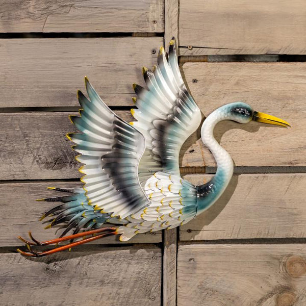 Set of 4 Assorted Elegant Whooping Crane Iron Wall Decorations "Port Arkansas"