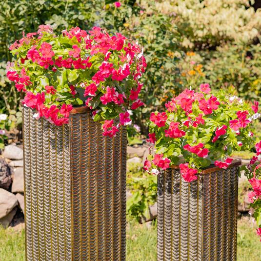 Set of 3 Gold Metal Decorative Pedestal Pillars Plant Stand Displays