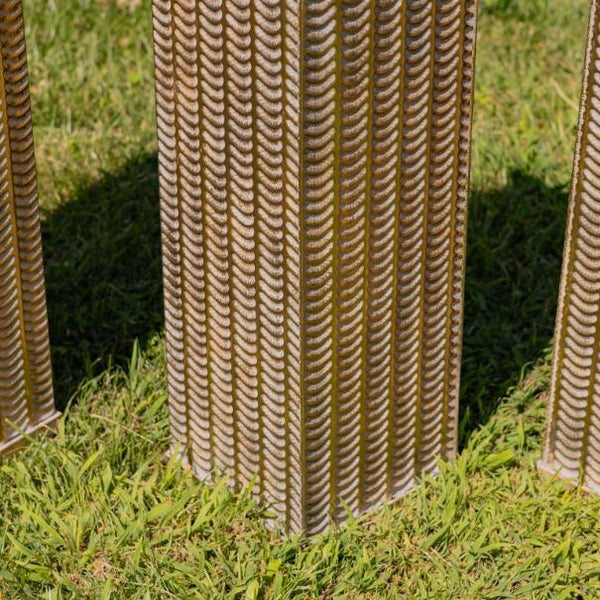 Set of 3 Gold Metal Decorative Pedestal Pillars Plant Stand Displays