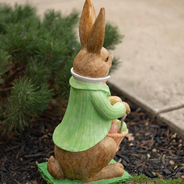 Easter Rabbit Garden Statue with Green Jacket and Ascot