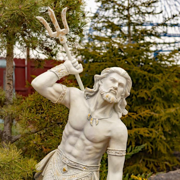 Magnesium Merman Garden Statue Throwing Trident "Scotty" 48" Tall