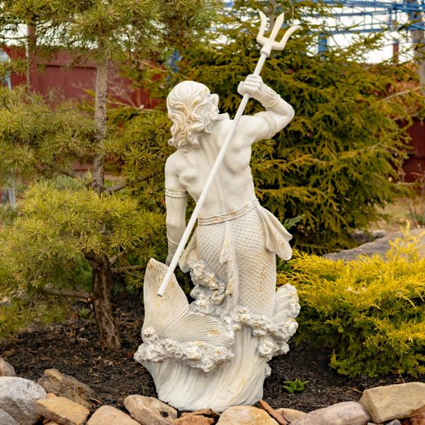 Magnesium Merman Garden Statue Throwing Trident "Scotty" 48" Tall