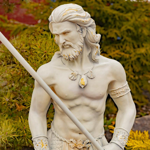 Magnesium Merman Garden Statue Holding Trident "Roberto" 50" Tall