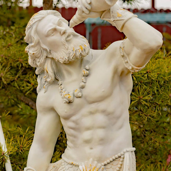 Magnesium Merman Garden Statue with Seashell Spyglass "Peter" 52" Tall