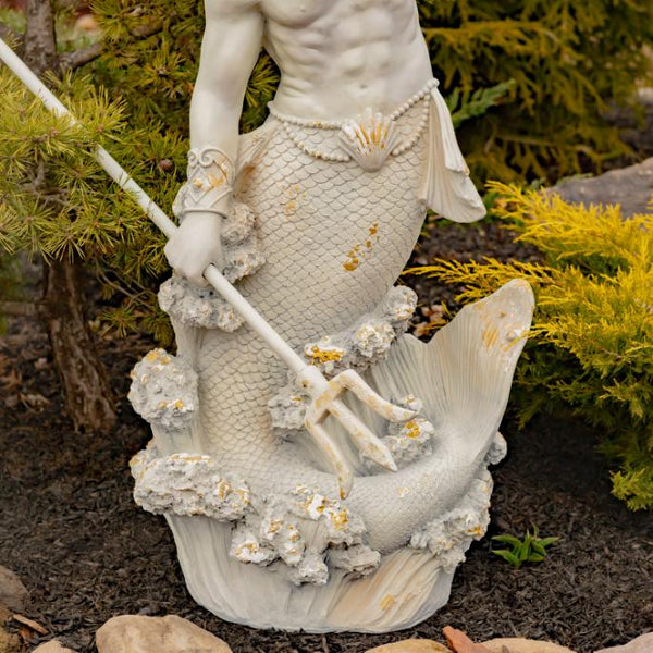 Magnesium Merman Garden Statue with Seashell Spyglass "Peter" 52" Tall
