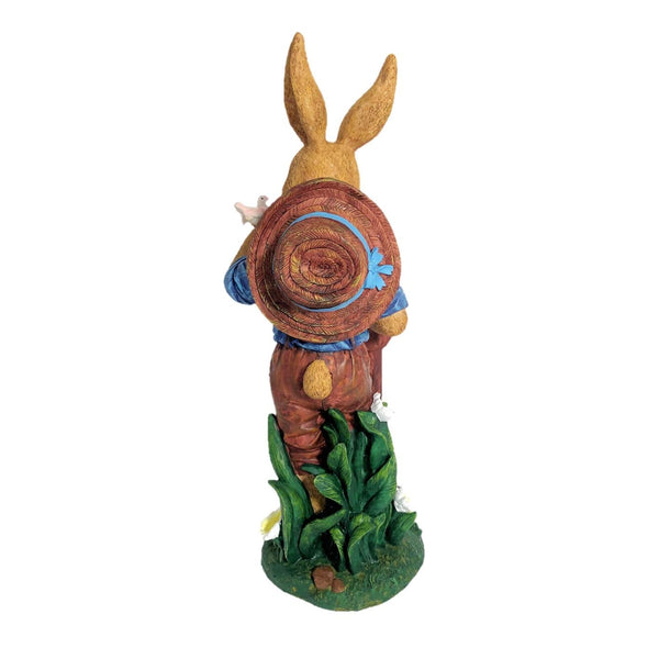 Rabbit Garden Statue with Shovel & Bird "Jack Rabbit" 25" Tall Metal