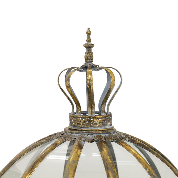 Set of 3 Glass Dome Terrariums with Iron Stand in Frosted Gold/Silver "Marseilles 1792"