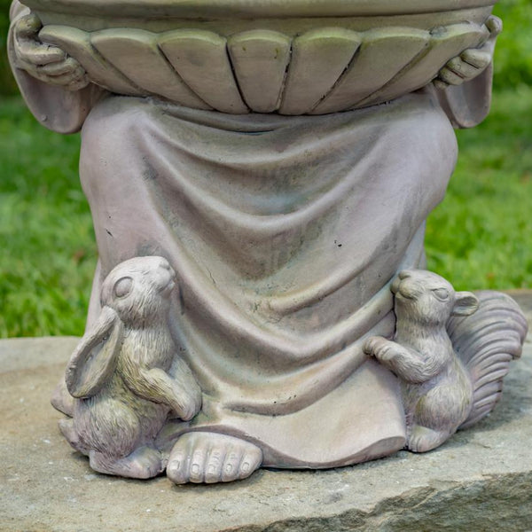 Sitting/Standing "Saint Francis" Statue & Birdbath in Antique Grey