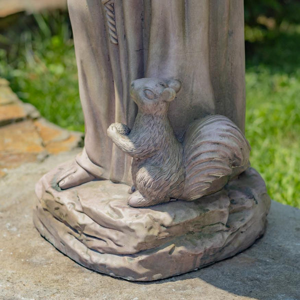 Sitting/Standing "Saint Francis" Statue & Birdbath in Antique Grey