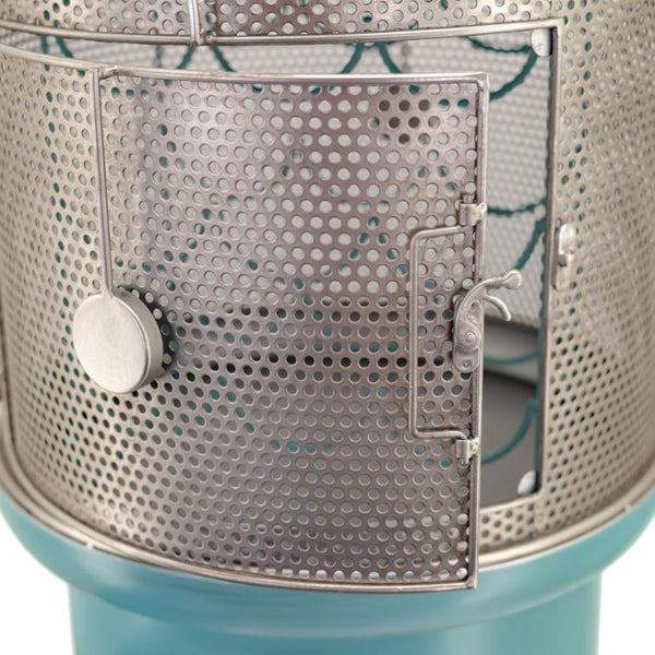 Old Style Gas-Pump-Shaped Wine Rack in Blue-Green "Route 66" 69.5" Tall