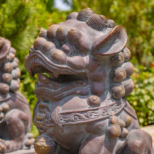 Set of 2 Magnesium Foo Dog Statues "Gan & An"
