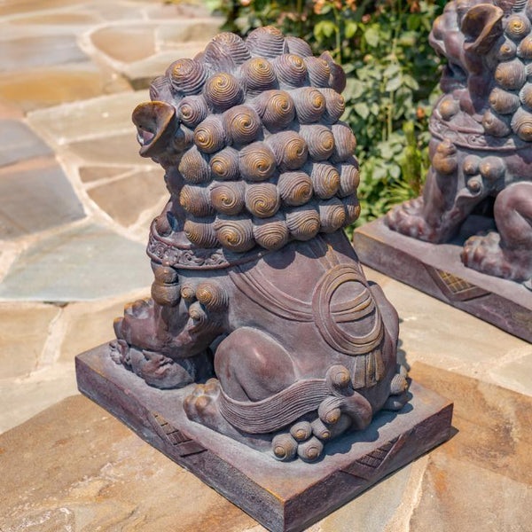 Set of 2 Magnesium Foo Dog Statues "Gan & An"