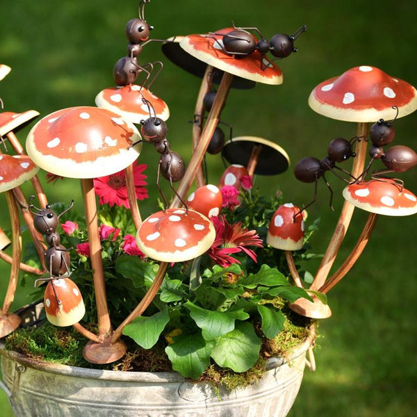Set of 6 Assorted Ants Frogs Butterflies Garden Stakes
