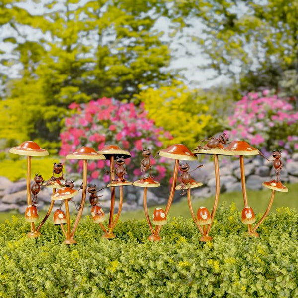 Set of 6 Assorted Ants Frogs Butterflies Garden Stakes