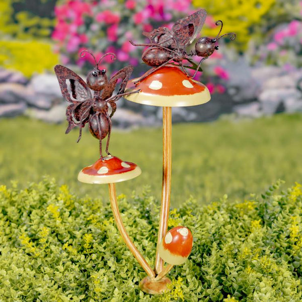 Set of 6 Assorted Ants Frogs Butterflies Garden Stakes