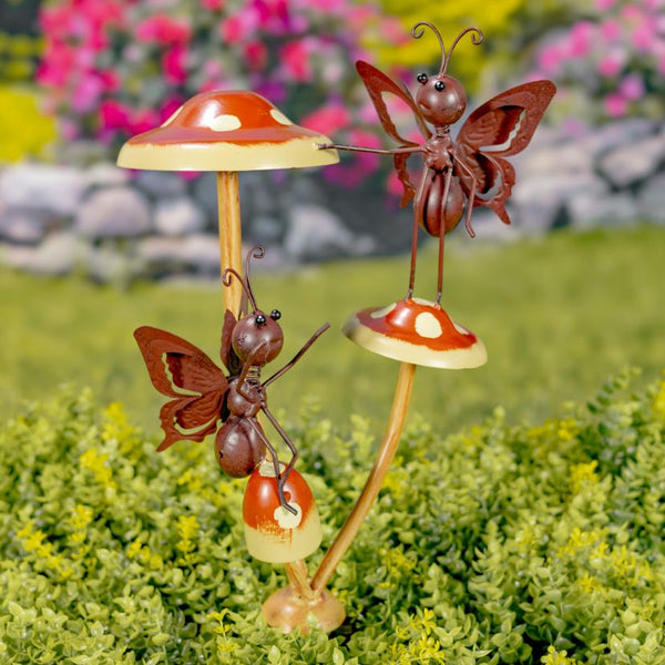 Set of 6 Assorted Ants Frogs Butterflies Garden Stakes