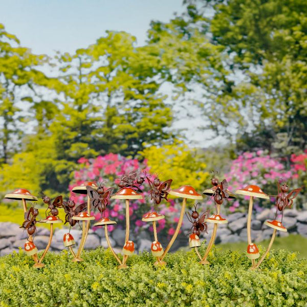 Set of 6 Assorted Ants Frogs Butterflies Garden Stakes