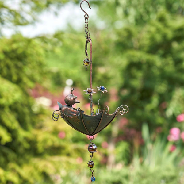 Set of 6 Assorted Animal Hanging Umbrella Bird Feeder Wind Chimes