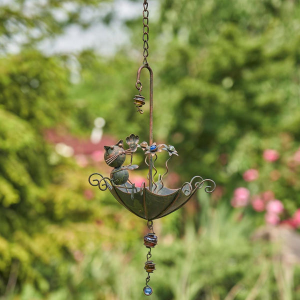 Set of 6 Assorted Animal Hanging Umbrella Bird Feeder Wind Chimes