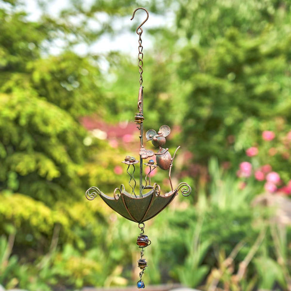 Set of 6 Assorted Animal Hanging Umbrella Bird Feeder Wind Chimes
