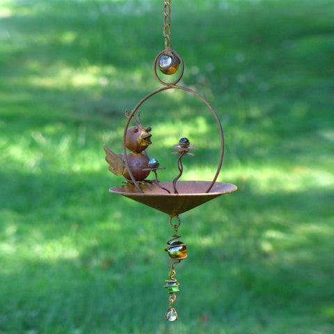 Set of 6 Assorted Animal Hanging Umbrella Bird Feeder Wind Chimes