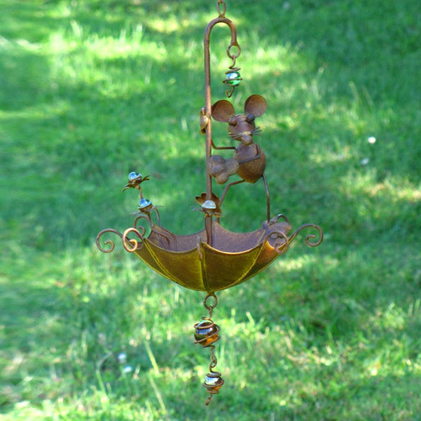 Set of 6 Assorted Animal Hanging Umbrella Bird Feeder Wind Chimes
