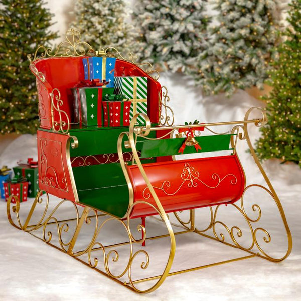 Elegant Metal Christmas Sleigh "The Bethlehem" 5.5ft. Tall