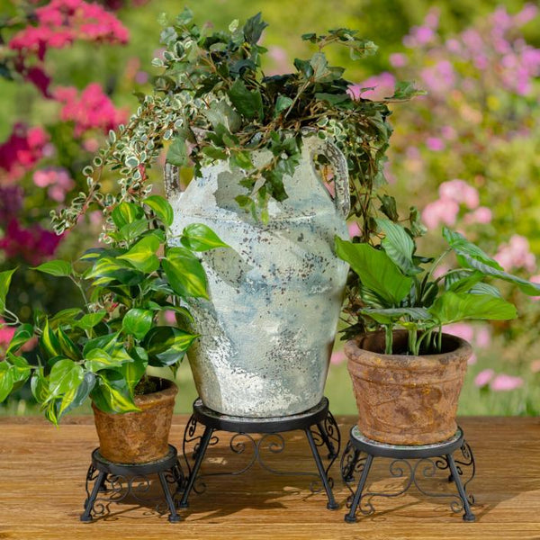 Set of 3 Assorted Mosaic Top Plant Riser Stands in Green/Blue/Yellow "Santarosa"