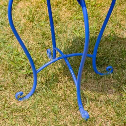 "Naples" 22in. Tall Mosaic Pedestal Plant Stand - Teal & Gold