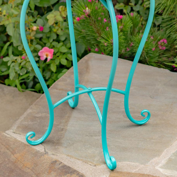 "Baton Rouge" 22in. Tall Mosaic Pedestal Plant Stand - Blue, Green & Red