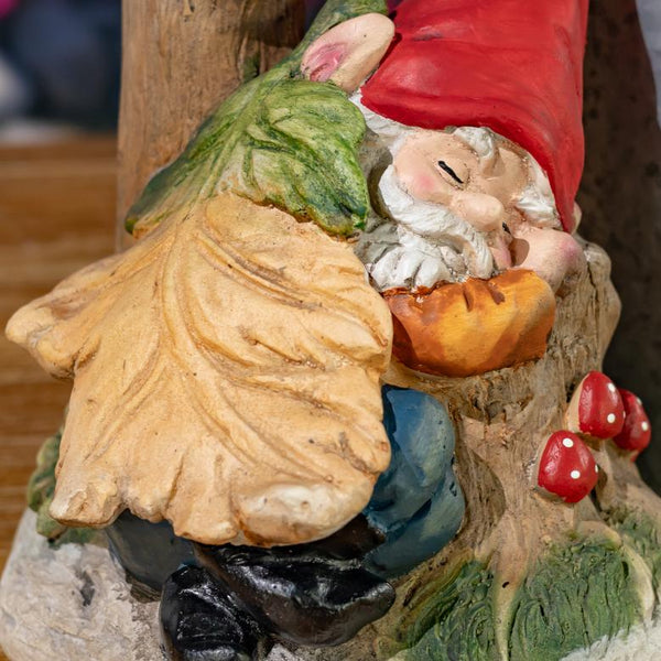 Set of 2 Assorted Sleepy Woodland Gnomes Solar LED Lanterns "Gnorman & Gnolan"