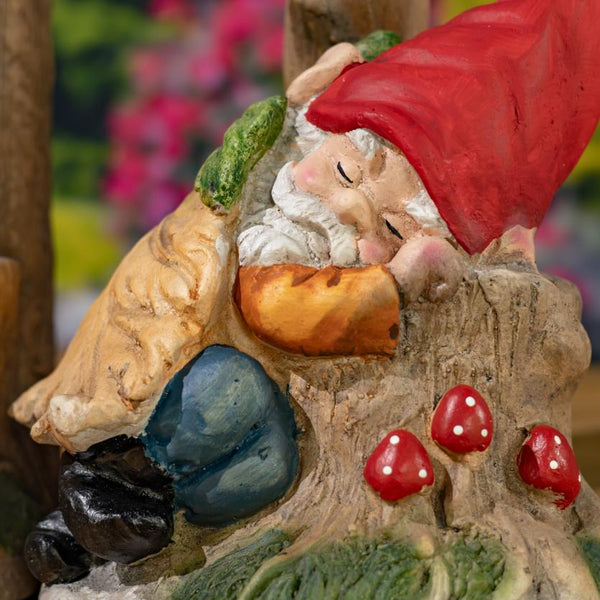 Set of 2 Assorted Sleepy Woodland Gnomes Solar LED Lanterns "Gnorman & Gnolan"