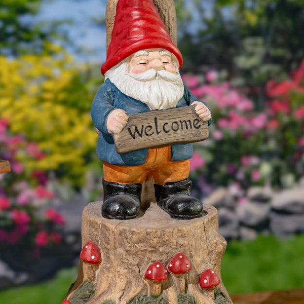 Set of 2 Assorted Sleepy Woodland Gnomes Solar LED Lanterns "Gnorman & Gnolan"