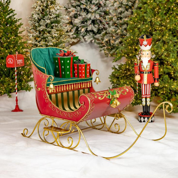 8ft. Long Opulent Metal Christmas Sleigh "Good King Wenceslas"