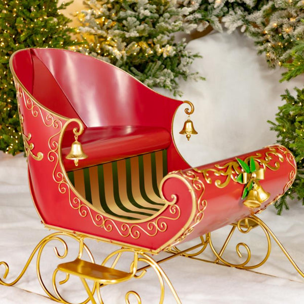 8ft. Long Opulent Metal Christmas Sleigh "Good King Wenceslas"