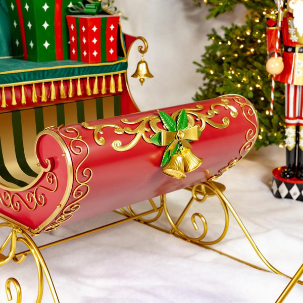 8ft. Long Opulent Metal Christmas Sleigh "Good King Wenceslas"