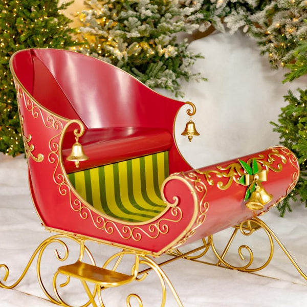 8ft. Long Opulent Metal Christmas Sleigh "Good King Wenceslas"