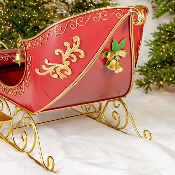 8ft. Long Opulent Metal Christmas Sleigh "Good King Wenceslas"