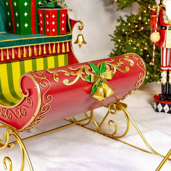 8ft. Long Opulent Metal Christmas Sleigh "Good King Wenceslas"
