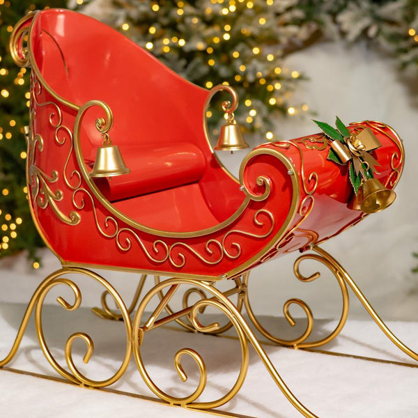 Opulent Metal Christmas Sleigh "Joyeux Noël" 3.7 Ft Long