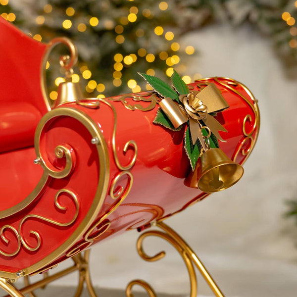 Opulent Metal Christmas Sleigh "Joyeux Noël" 3.7 Ft Long