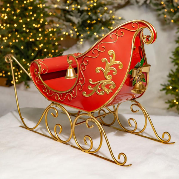Opulent Metal Christmas Sleigh "Joyeux Noël" 3.7 Ft Long