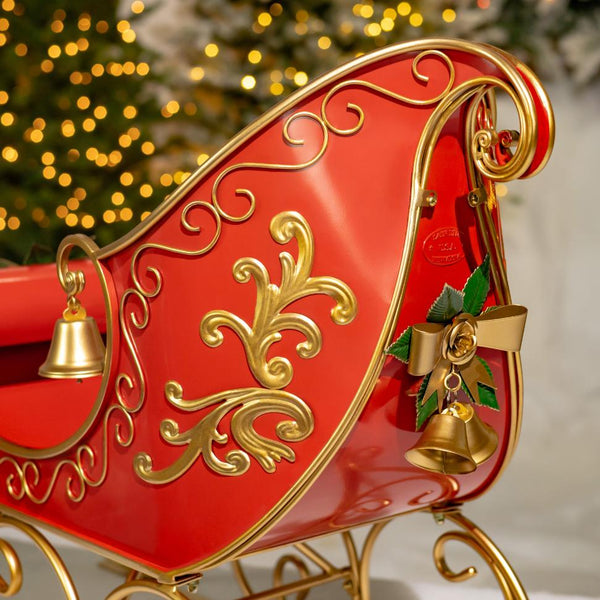 Opulent Metal Christmas Sleigh "Joyeux Noël" 3.7 Ft Long