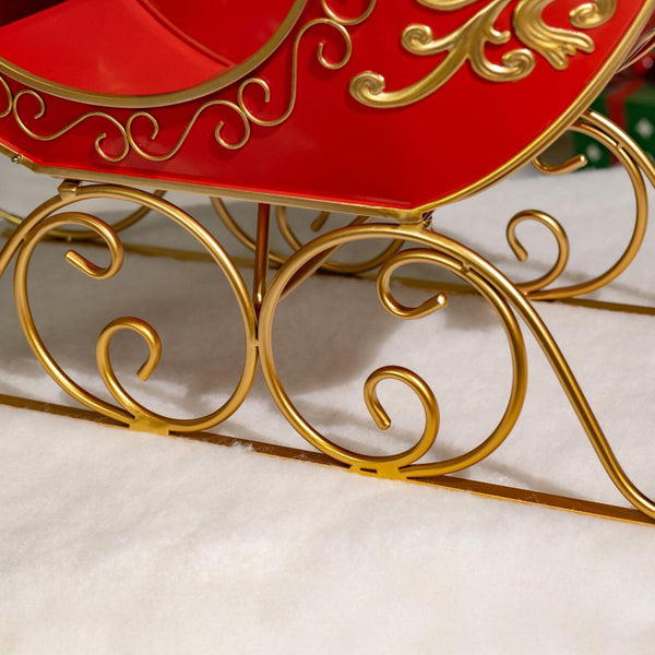 Opulent Metal Christmas Sleigh "Joyeux Noël" 3.7 Ft Long
